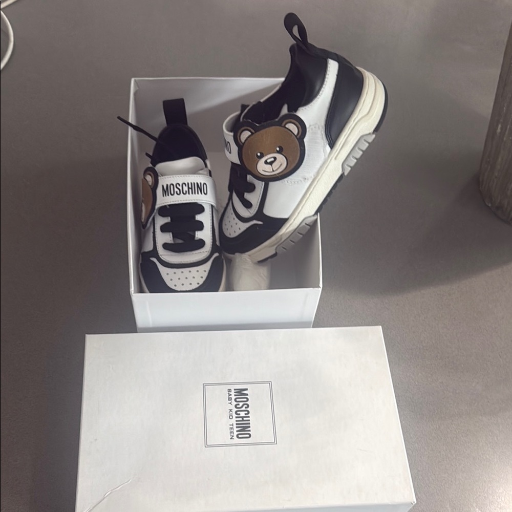 Moschino Black and White Designer Sneakers size 30 EUR / US 11.5 . Used shoes